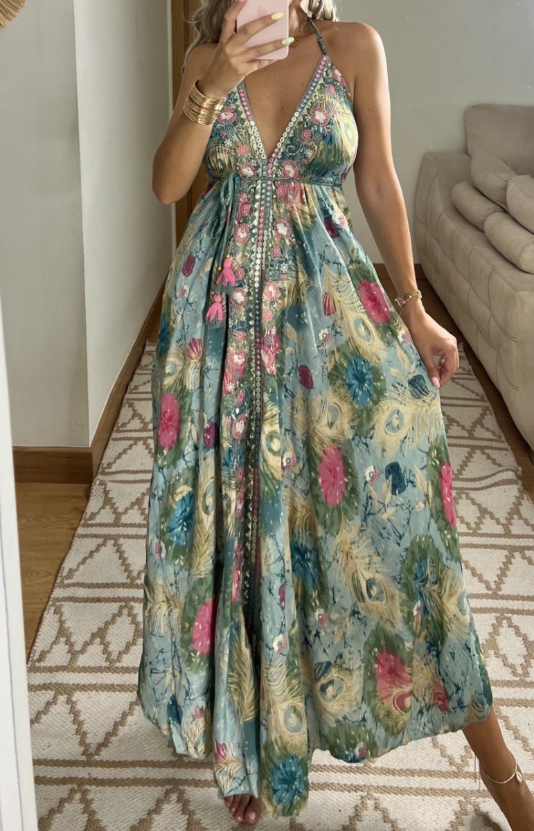 Real Silk Maxi Dress - Bohèmea Butik