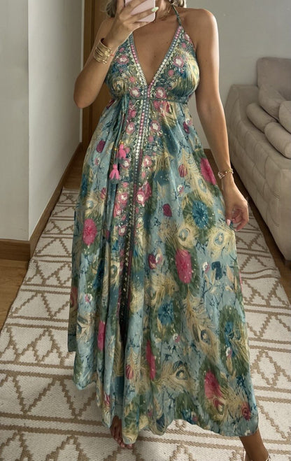 Real Silk Maxi Dress - Bohèmea Butik