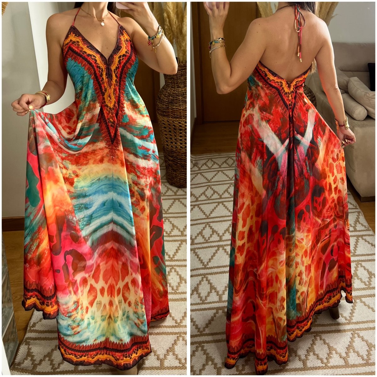 Fire Boho Silk Dress - Bohèmea Butik