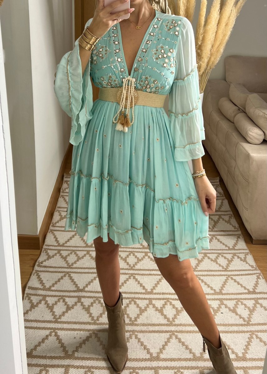 Boho Floral Mini Dress - Bohèmea Butik