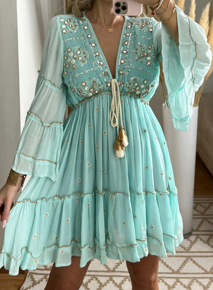 Boho Floral Mini Dress - Bohèmea Butik