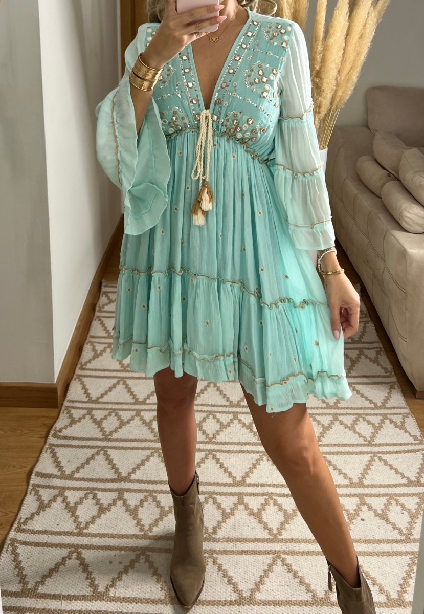 Boho Floral Mini Dress - Bohèmea Butik