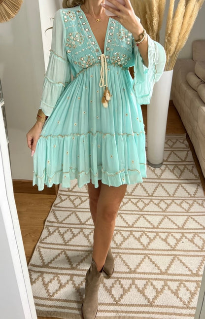 Boho Floral Mini Dress - Bohèmea Butik