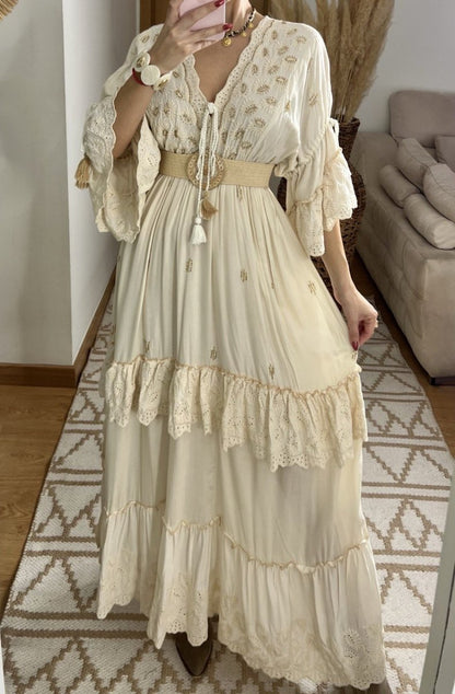Mansi White Boho Dress - Bohèmea Butik