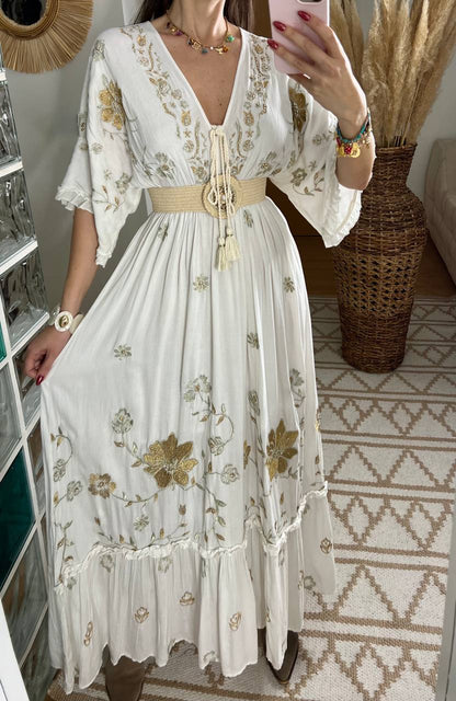 Babel White Boho Dress - Bohèmea Butik
