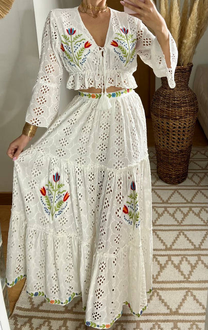 Bohemian Elegance Embroidered Lace Set - Bohèmea Butik