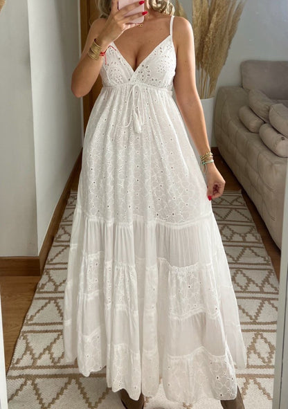 White Broderie Bohemian Dress - Bohèmea Butik