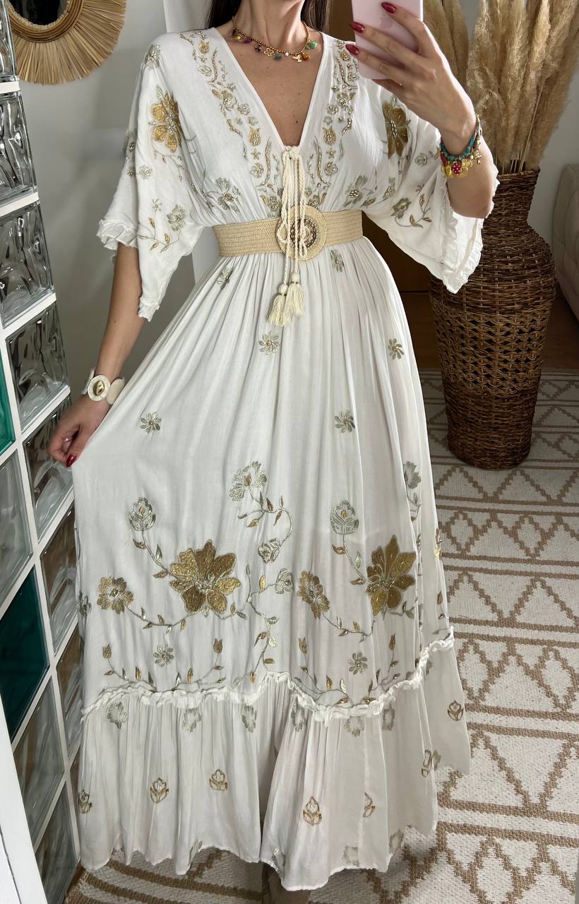 Babel White Boho Dress - Bohèmea Butik