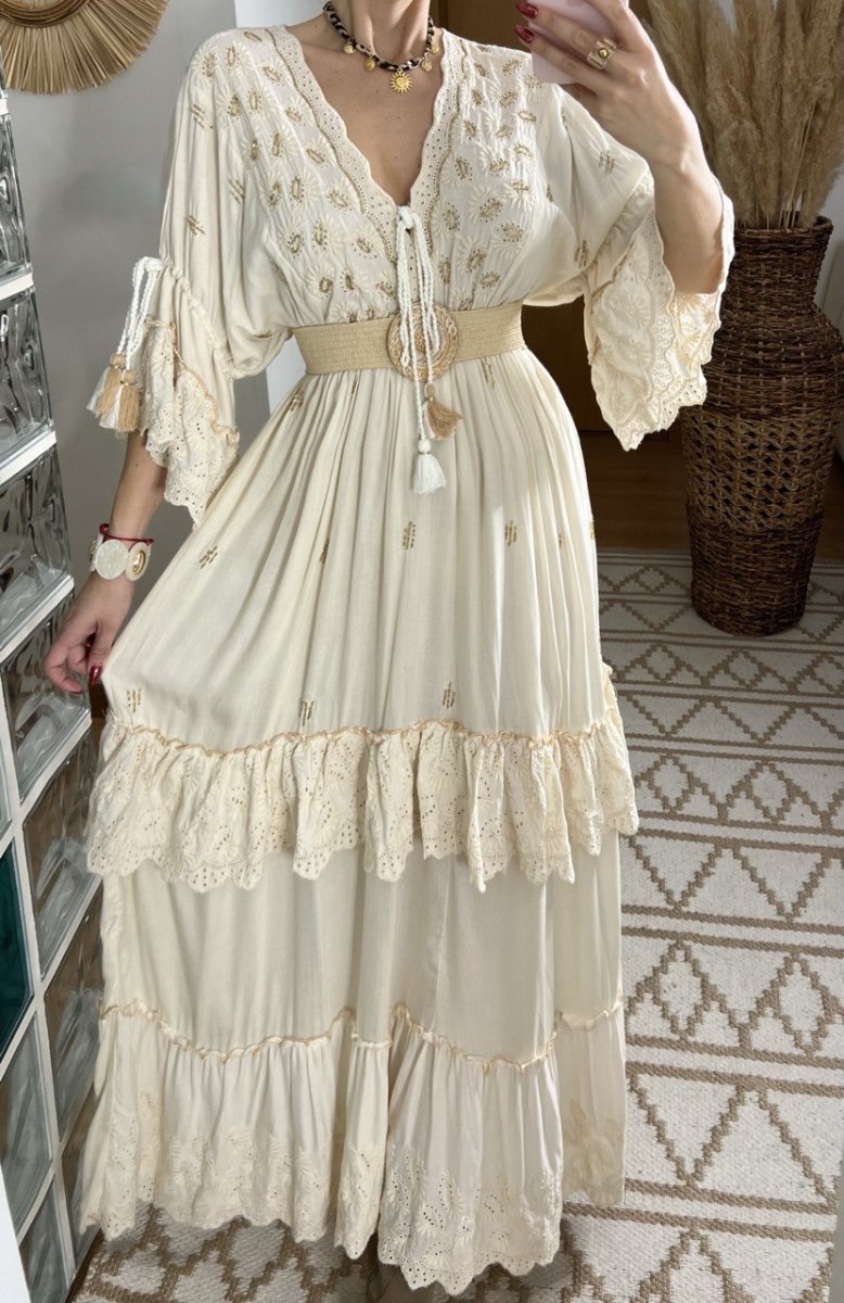 Mansi White Boho Dress - Bohèmea Butik