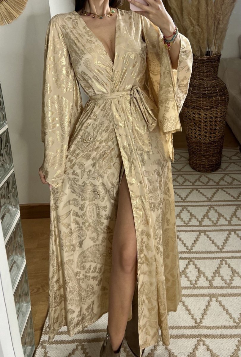 Natural Kaftan Maxi Dress - Bohèmea Butik