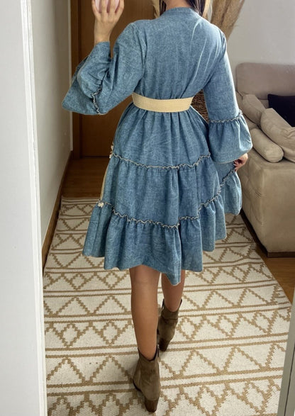 Boho Denim Short Dress - Bohèmea Butik