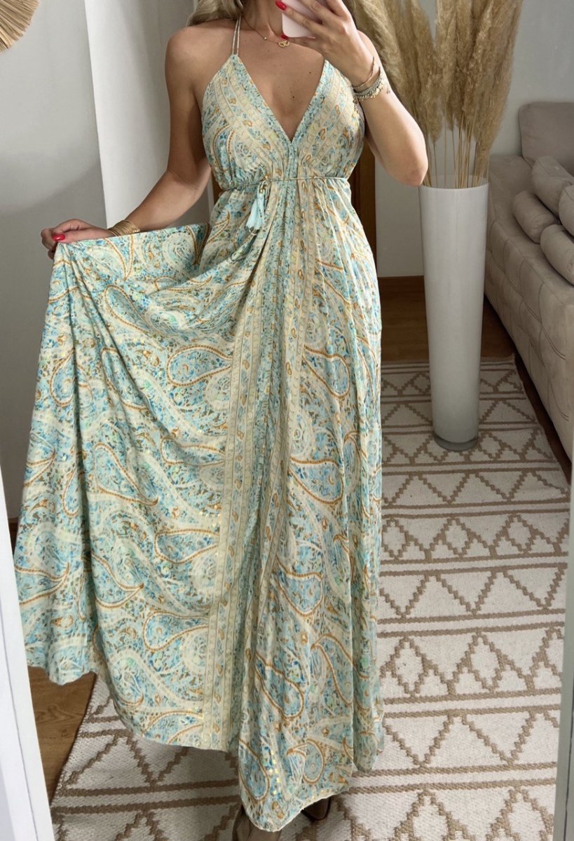 Twist Silk Maxi Dress - Bohèmea Butik