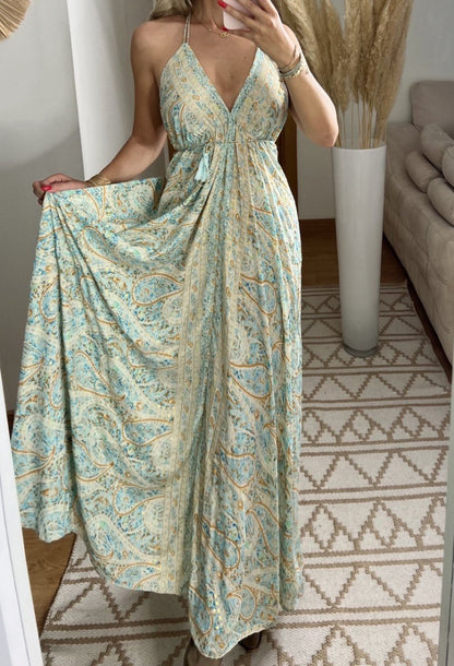 Twist Silk Maxi Dress - Bohèmea Butik