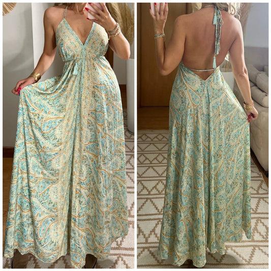 Twist Silk Maxi Dress - Bohèmea Butik