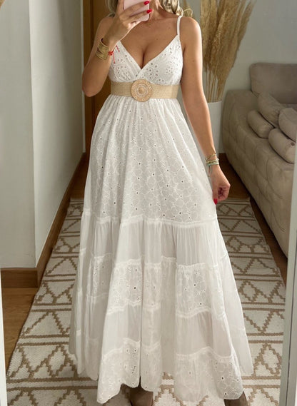 White Broderie Bohemian Dress - Bohèmea Butik