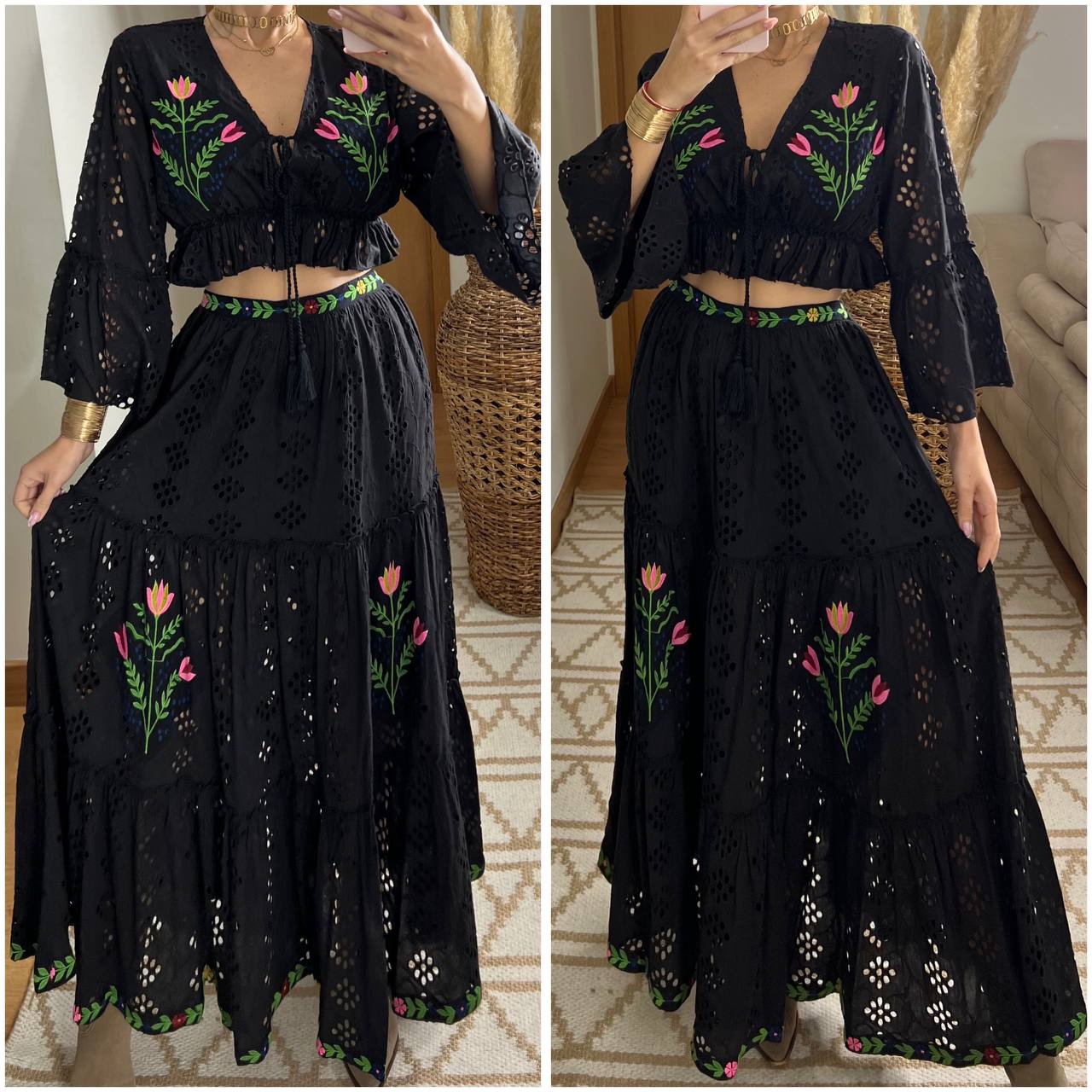Bohemian Elegance Embroidered Lace Set - Bohèmea Butik