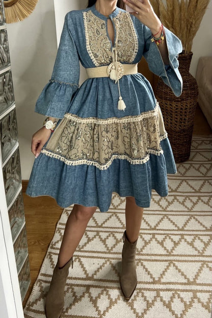 Boho Denim Short Dress - Bohèmea Butik