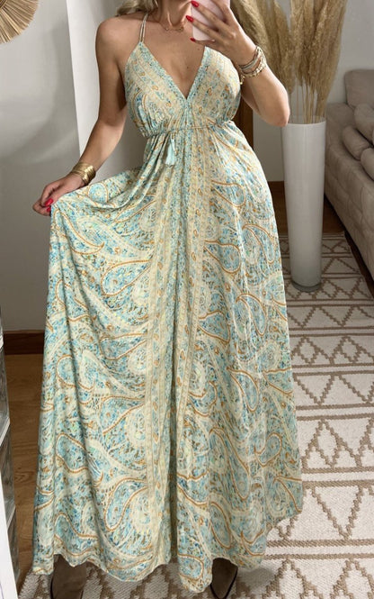Twist Silk Maxi Dress - Bohèmea Butik