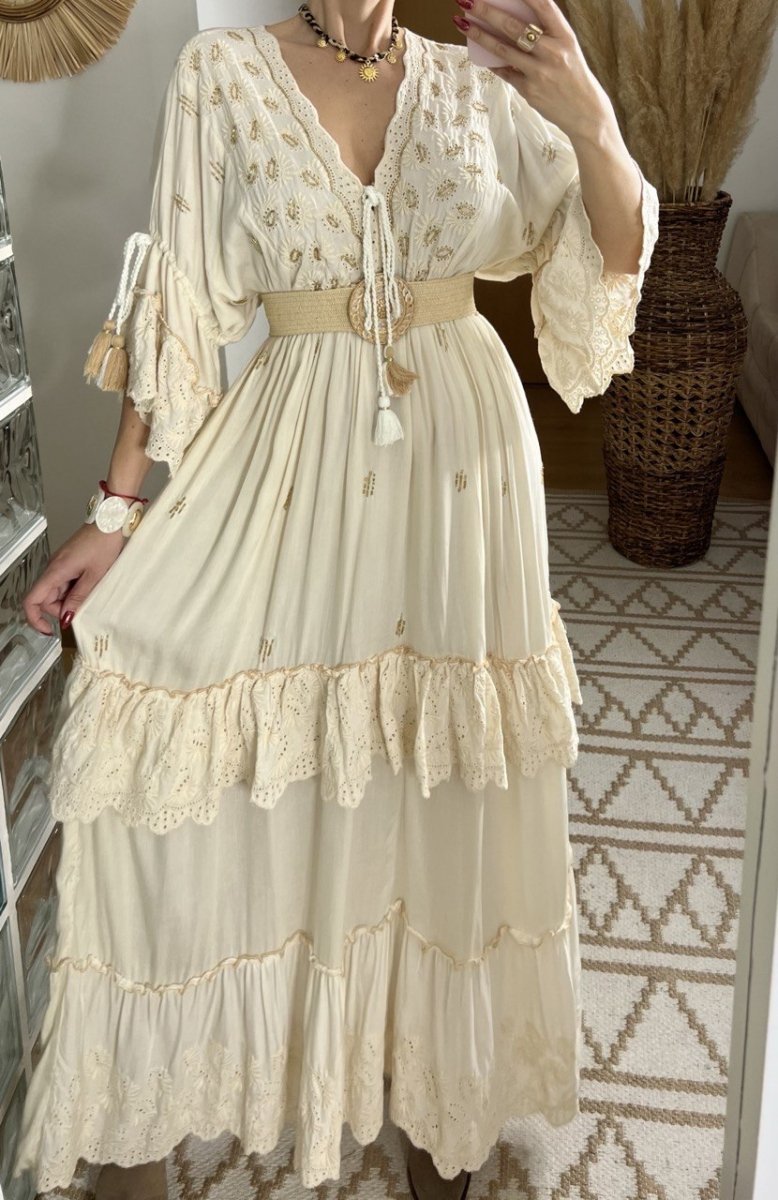 Mansi White Boho Dress - Bohèmea Butik