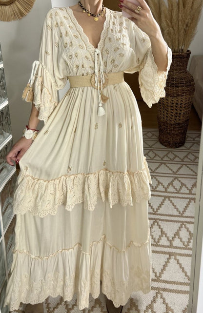 Mansi White Boho Dress - Bohèmea Butik