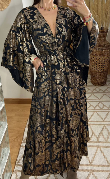 Natural Kaftan Maxi Dress - Bohèmea Butik