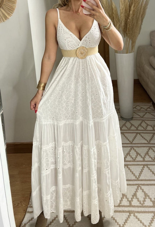 White Broderie Bohemian Dress - Bohèmea Butik