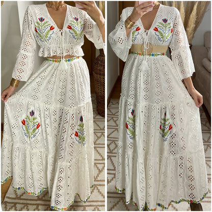 Bohemian Elegance Embroidered Lace Set - Bohèmea Butik