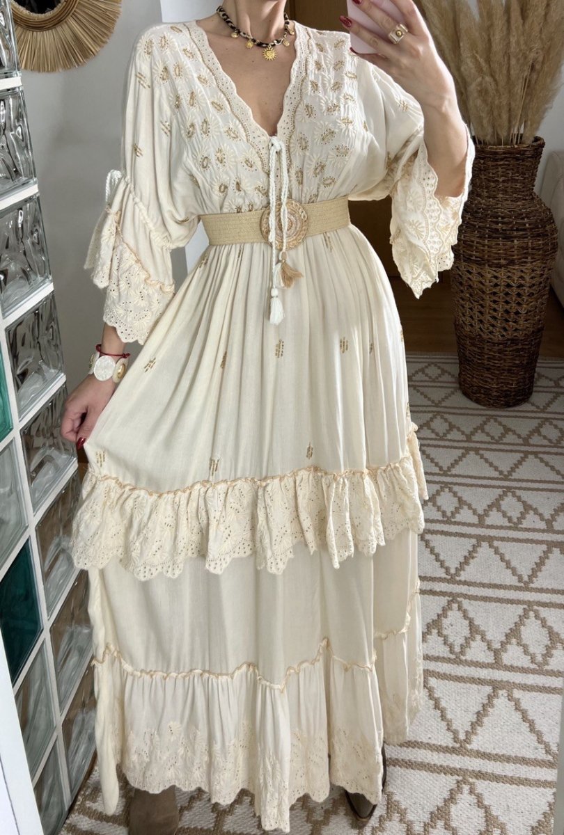 Mansi White Boho Dress - Bohèmea Butik