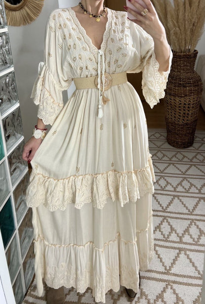 Mansi White Boho Dress - Bohèmea Butik