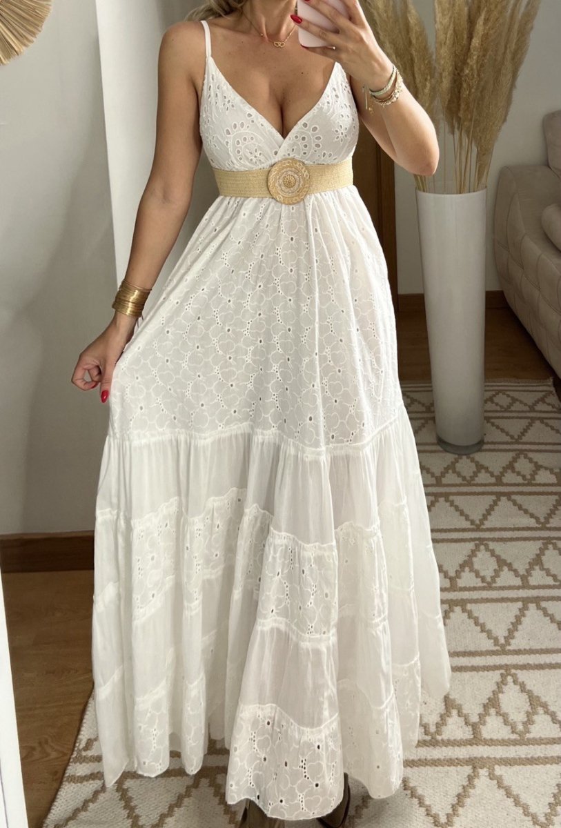 White Broderie Bohemian Dress - Bohèmea Butik