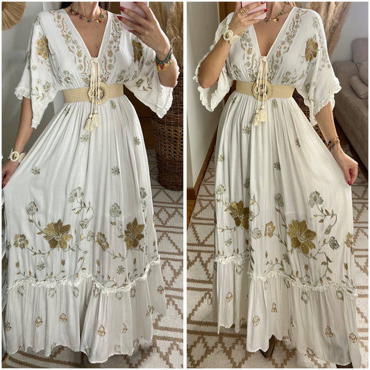 Babel White Boho Dress - Bohèmea Butik