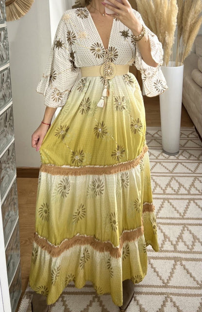 Bohemian Maxi Dress with Tie - Dye Effect - Bohèmea Butik